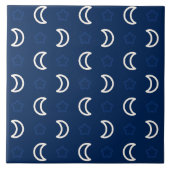 Celestial Stars & Moon Ceramic Tile – Navy Blue タイル (正面)
