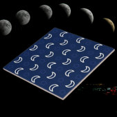 Celestial Stars & Moon Ceramic Tile – Navy Blue タイル