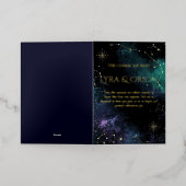 Celestial Stars | Navy/Gold Wedding Enclosure Card 箔グリーティングカード (外側レイダウン)