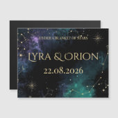 Celestial Stars | Navy/Teal Gold Wedding Magnet (正面/裏面)