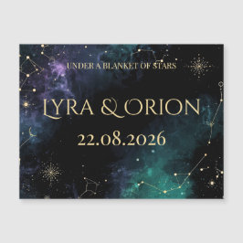 Celestial Stars | Navy/Teal Gold Wedding Magnet