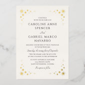 Celestial Stars Sky Wedding 箔招待状 (正面)