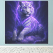 Celestial Storm White Tiger – Electric Blue Aura F キャンバスプリント (インサイチュ (ウッドフロア))
