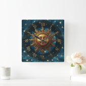 Celestial Sun スクエア壁時計 (ホーム)