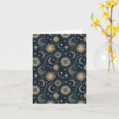 Celestial Sun and Moon Cosmic Art Design Blank カード (黄色い花)