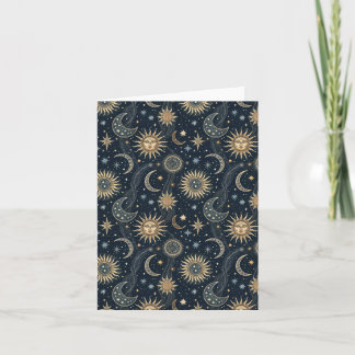Celestial Sun and Moon Cosmic Art Design Blank カード