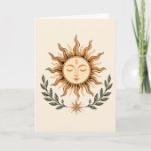 Celestial Sun Face Botanical Mystical Art カード (正面)