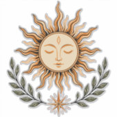 Celestial Sun Face Botanical Mystical Art シール (正面)