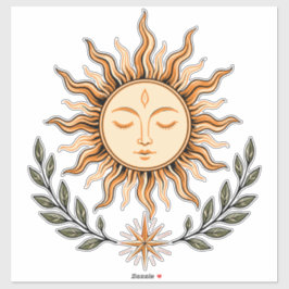 Celestial Sun Face Botanical Mystical Art シール