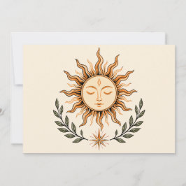 Celestial Sun Face Botanical Mystical Art 招待状