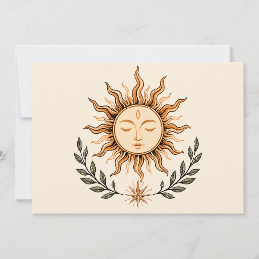 Celestial Sun Face Botanical Mystical Art 招待状 (正面)