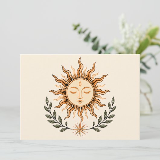 Celestial Sun Face Botanical Mystical Art 招待状 (スタンド正面)