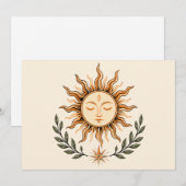 Celestial Sun Face Botanical Mystical Art 招待状 (正面/裏面)
