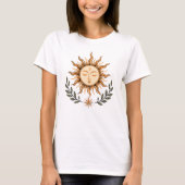 Celestial Sun Face Botanical Mystical Art Tシャツ (正面)