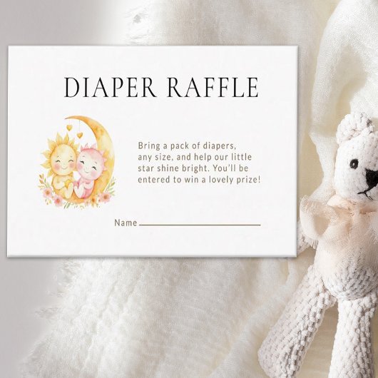 Celestial Sun Moon Baby Shower Diaper Raffle エンクロージャーカード