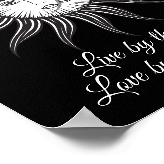 celestial sun moon black white simple graphic ポスター (角)