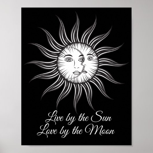 celestial sun moon black white simple graphic ポスター (正面)
