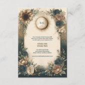 Celestial Sun Moon Boho Floral Rustic Wedding エンクロージャーカード (正面)