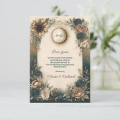 Celestial Sun Moon Boho Floral Rustic Wedding サンキューカード (スタンド正面)