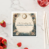 Celestial Sun Moon Boho Floral Rustic Wedding スタンダードカクテルナプキン (インサイチュ)