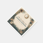 Celestial Sun Moon Boho Floral Rustic Wedding スタンダードカクテルナプキン (角)