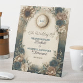 Celestial Sun Moon Boho Floral Rustic Wedding 台座サイン (インサイチュ)