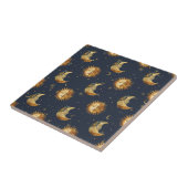 Celestial Sun & Moon Gold Starry Night Pattern (1) タイル (側面)