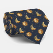 Celestial Sun & Moon Gold Starry Night Pattern (1) ネクタイ (ロール)