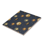 Celestial Sun & Moon Gold Starry Night Pattern (2) タイル (側面)