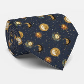 Celestial Sun & Moon Gold Starry Night Pattern (2) ネクタイ (ロール)