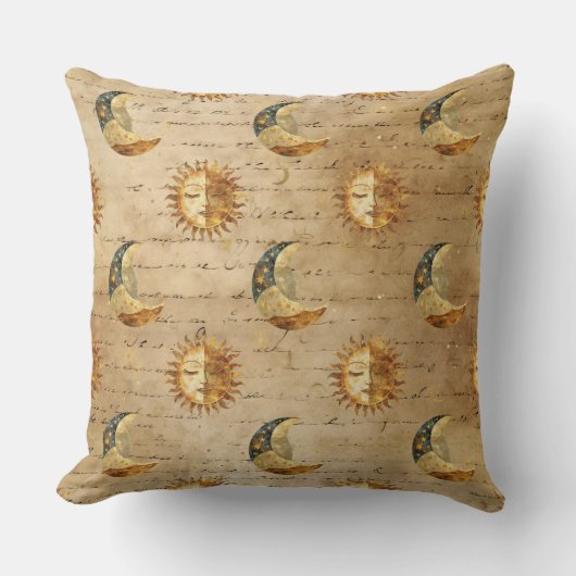 Celestial Sun & Moon Gold Starry Night Pattern (5) クッション (正面)