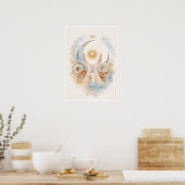 Celestial Sun Moon Hands Aesthetic Wall Art ポスター (キッチン)