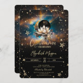 Celestial Sun,Moon Lotus Stars Quinceanera 招待状 (正面/裏面)