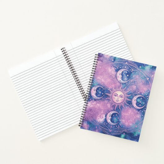 Celestial Sun & Moon Mandala Galaxy Nebula ノートブック (内部)