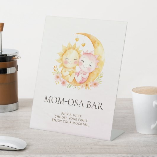 Celestial Sun Moon Mom-osa Bar Baby Shower 台座サイン (インサイチュ)
