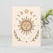 Celestial Sun Moon Phases Mystical Botanical Art カード (スタンド正面)