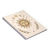 Celestial Sun Moon Phases Mystical Botanical Art ノートブック (右側)