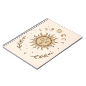 Celestial Sun Moon Phases Mystical Botanical Art ノートブック (左側)