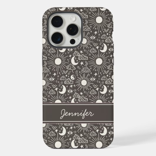 Celestial Sun & Moon Phone Case | カスタムネーム iPhoneケース (裏面)
