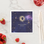 Celestial Sun,Moon,Stars Purple スタンダードカクテルナプキン (インサイチュ)