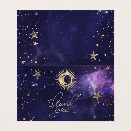 Celestial Sun,Moon,Stars Purple 名刺 (外部フラット)