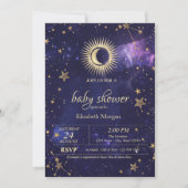 Celestial Sun,Moon,Stars Purple Night Sky  招待状 (正面)