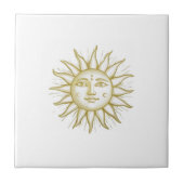 Celestial Sun with Face Gold and White タイル (正面)
