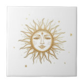 Celestial Sun with Face Gold and White タイル (正面)