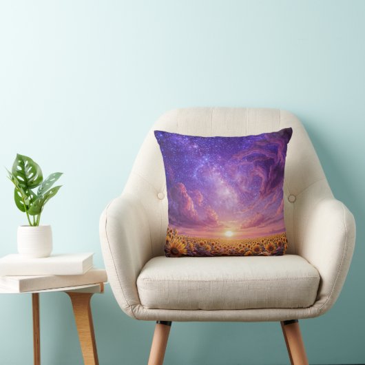Celestial Sunflower Throw Pillow クッション (椅子)