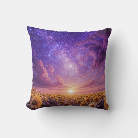 Celestial Sunflower Throw Pillow クッション (正面)