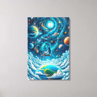 Celestial Swing: Dreaming Above Earth Print キャンバスプリント