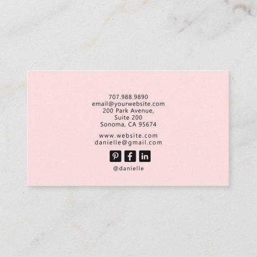 Celestial Tarot Hairdresser Blush Pink 名刺 (裏面)