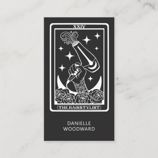 Celestial Tarot Hairdresser Cahrcoal gray 名刺 (正面)