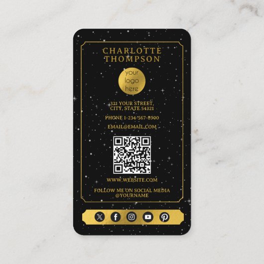 Celestial Tarot Logo Black Gold Writer Author 名刺 (裏面)